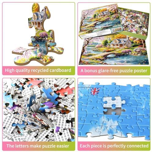 HUADADA 1000 Piece Jigsaw Puzzle: Idyllic Rural Summer Landscape for Adults