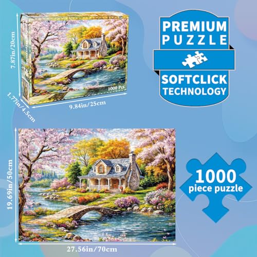 HUADADA 1000 Piece Jigsaw Puzzle: Idyllic Rural Summer Landscape for Adults
