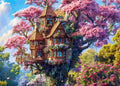 HUADADA 1000 Piece Puzzle for Adults – Whimsical Tree House and Flowers Jigsaw, Recycled Non-Toxic, with Glare-Free Poster