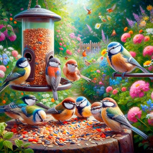 HUADADA 1024-Piece Feed Bird Jigsaw Puzzle for Adults – Precision Cut, ABC Back, 19.6"x19.6" with Poster