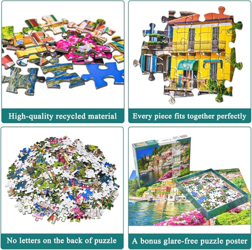 HUADADA 500 Piece Jigsaw Puzzle for Adults – Lake Como Italy Scenery, 19.3" x 13.7"