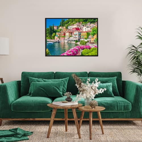 HUADADA 500 Piece Jigsaw Puzzle for Adults – Lake Como Italy Scenery, 19.3" x 13.7"