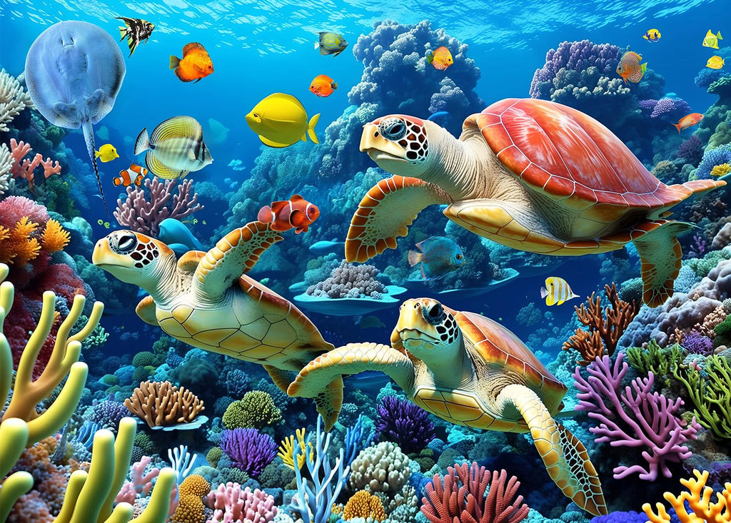 HUADADA 500 Piece Sea Turtle Jigsaw Puzzle – Underwater World, 19.3 x 13.7 Inches