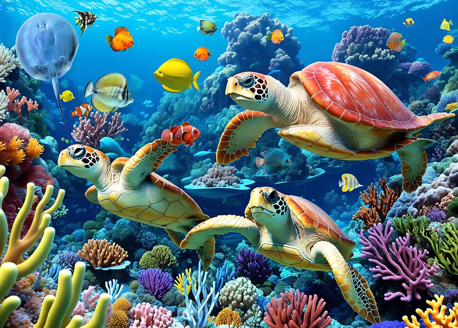 HUADADA 500 Piece Sea Turtle Jigsaw Puzzle – Underwater World, 19.3 x 13.7 Inches