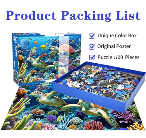 HUADADA 500 Piece Sea Turtle Jigsaw Puzzle – Underwater World, 19.3 x 13.7 Inches