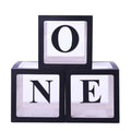 HUAXI Black 'ONE' Balloon Box Set – 3 Stackable Boxes with 20 Balloons for 1st Birthday Decorations