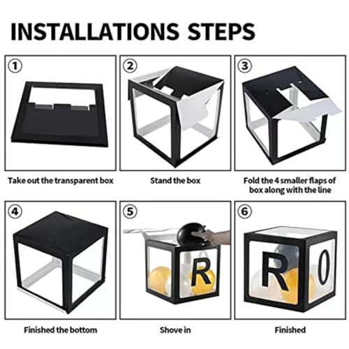 HUAXI Black 'ONE' Balloon Box Set – 3 Stackable Boxes with 20 Balloons for 1st Birthday Decorations