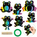 HubirdSall 60-Piece Funky Frogs Scratch Art Kit – Spring Summer Craft for Kids