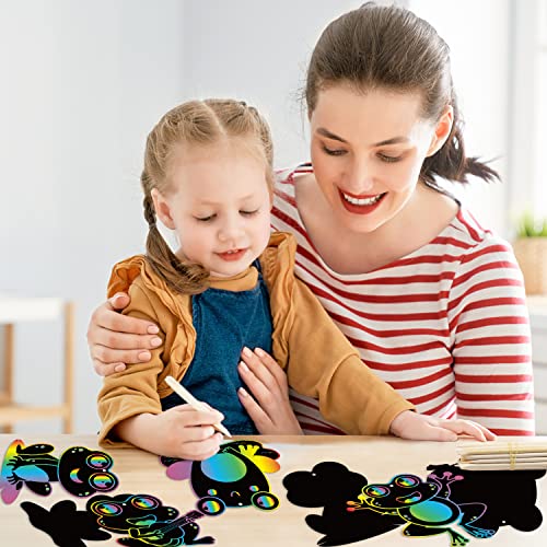 HubirdSall 60-Piece Funky Frogs Scratch Art Kit – Spring Summer Craft for Kids