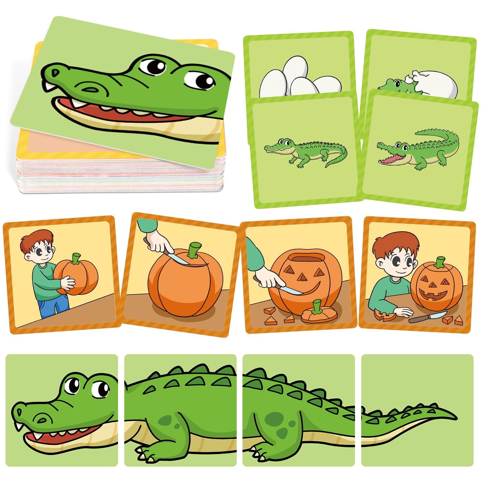 HugHush Sequencing Cards - 48 Color-Coded Story Cards for Speech Therapy, Social Skills & Preschool Learning