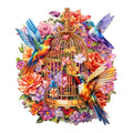 Hummingbird Garden Symphony Wooden Puzzle – 100-Piece Shaped Jigsaw for Adults, 8.5x7.3in