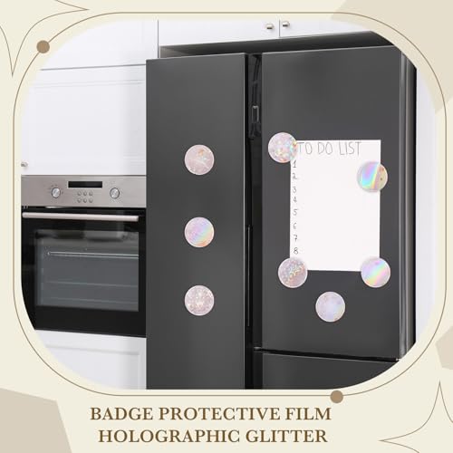 Humyoun 200 Pack Holographic Badge Protective Films - 70mm (2.76in) for 58mm Button Makers, 8 Glitter Patterns