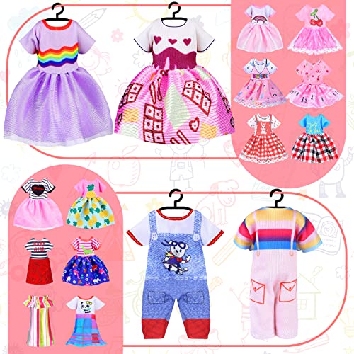 Hungdao 16-Piece Doll Clothes Set for 6-Inch Dolls - Variety of Cute Outfits with Hook and Loop Closure