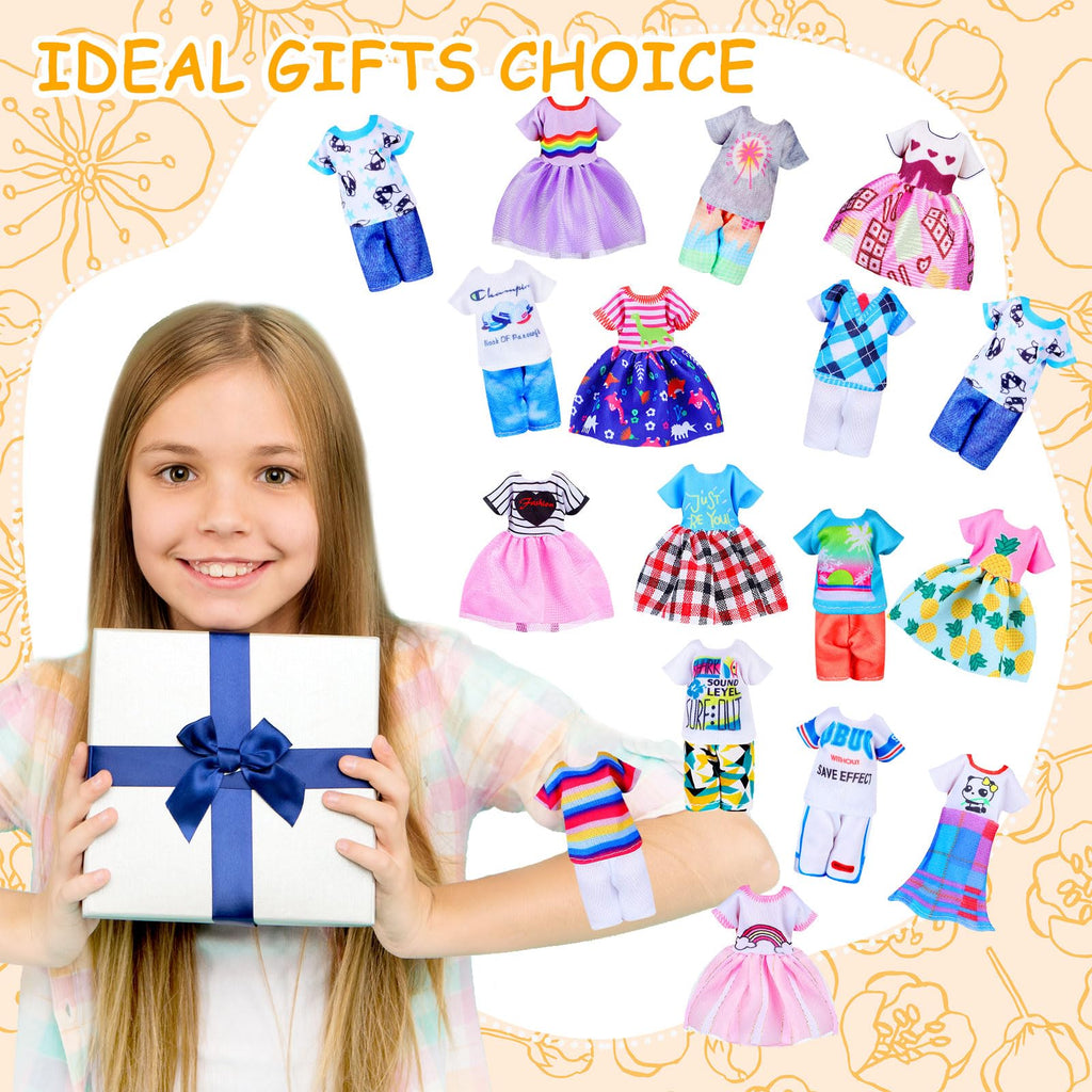 Hungdao 16-Piece Doll Clothes Set for 6-Inch Dolls – Mix of Boy and Girl Outfits