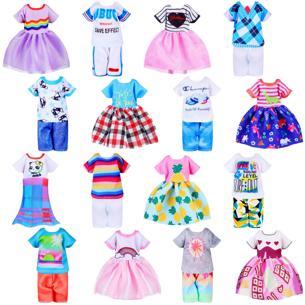 Hungdao 16-Piece Doll Clothes Set for 6-Inch Dolls – Mix of Boy and Girl Outfits