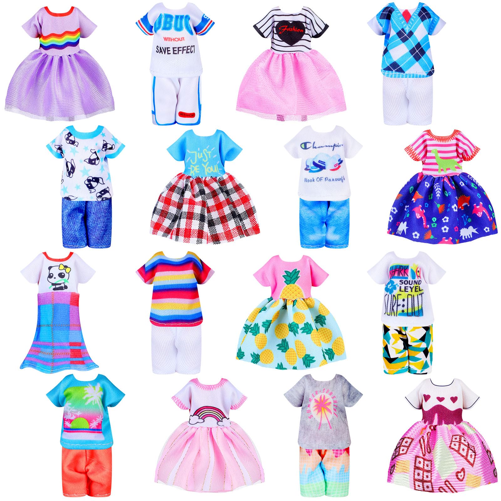 Hungdao 16-Piece Doll Clothes Set for 6-Inch Dolls – Mix of Boy and Girl Outfits