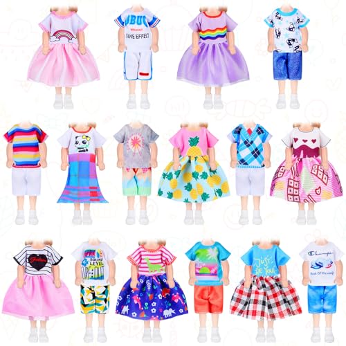 Hungdao 16-Piece Doll Clothes Set for 6-Inch Dolls – Mix of Boy and Girl Outfits