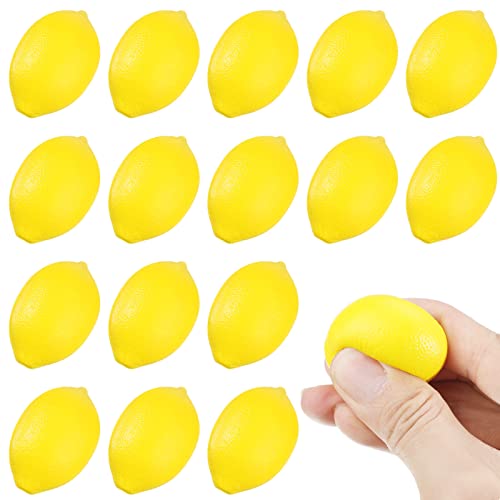 Hungdao 20 Pack Mini Foam Lemon Stress Balls – Slow Rising Squeeze Toys for Party Favors, Carnival Prizes, and Classroom Rewards