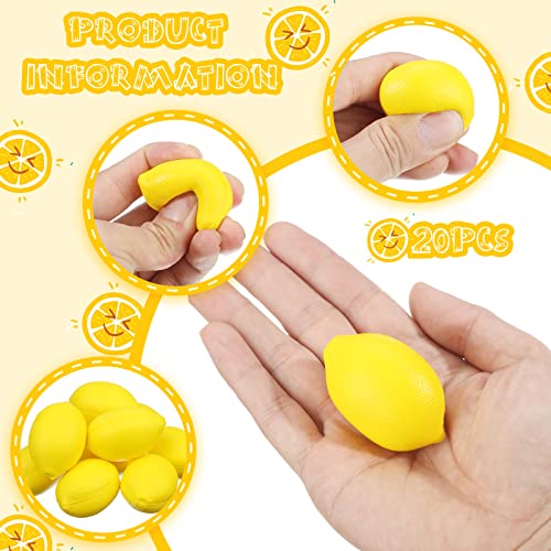 Hungdao 20 Pack Mini Foam Lemon Stress Balls – Slow Rising Squeeze Toys for Party Favors, Carnival Prizes, and Classroom Rewards