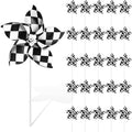 Hungdao 25 Black and White Checkered Windmills – Racing Pinwheels for Party Decor