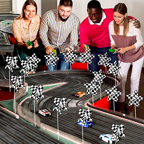 Hungdao 25 Black and White Checkered Windmills – Racing Pinwheels for Party Decor