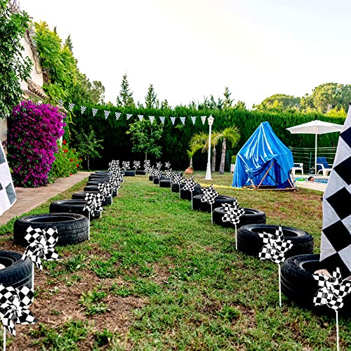 Hungdao 25 Black and White Checkered Windmills – Racing Pinwheels for Party Decor