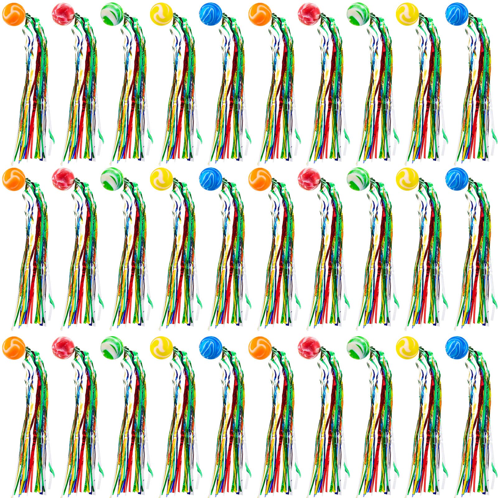 Hungdao 30 Pack Bouncy Balls with Streamers - Large Rubber High Bounce Balls for Party Favors, Piñata Fillers, Classroom Rewards