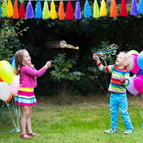 Hungdao 30 Pack Bouncy Balls with Streamers - Large Rubber High Bounce Balls for Party Favors, Piñata Fillers, Classroom Rewards