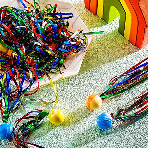 Hungdao 30 Pack Bouncy Balls with Streamers - Large Rubber High Bounce Balls for Party Favors, Piñata Fillers, Classroom Rewards