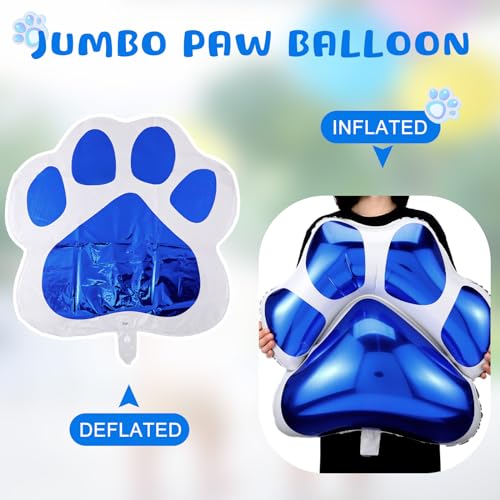Hungdao 9 Pack Blue Dog Paw Print Foil Balloons – 28x26 Inch Jumbo Balloons for Dog-Themed Party Decorations
