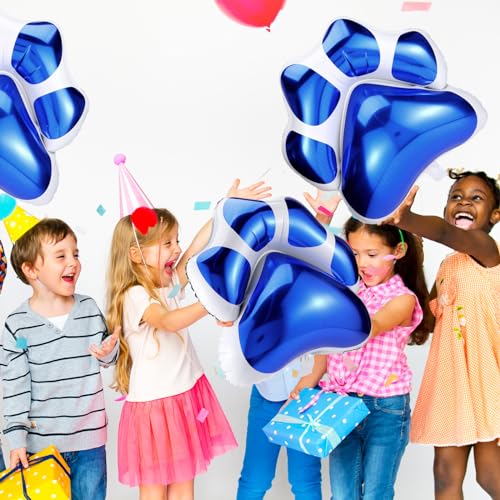 Hungdao 9 Pack Blue Dog Paw Print Foil Balloons – 28x26 Inch Jumbo Balloons for Dog-Themed Party Decorations