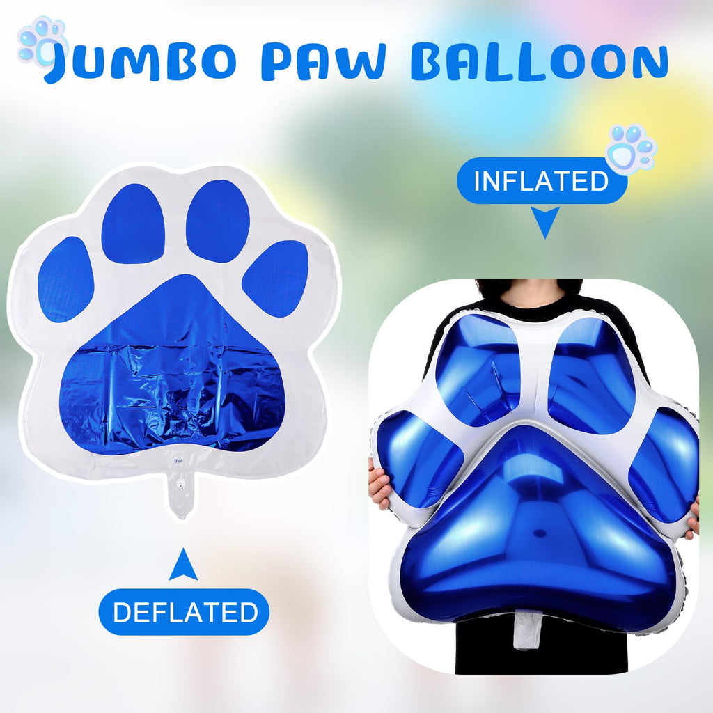 Hungdao 9 Pack Blue Dog Paw Print Foil Balloons – 28x26 Inch Jumbo Balloons for Dog-Themed Party Decorations