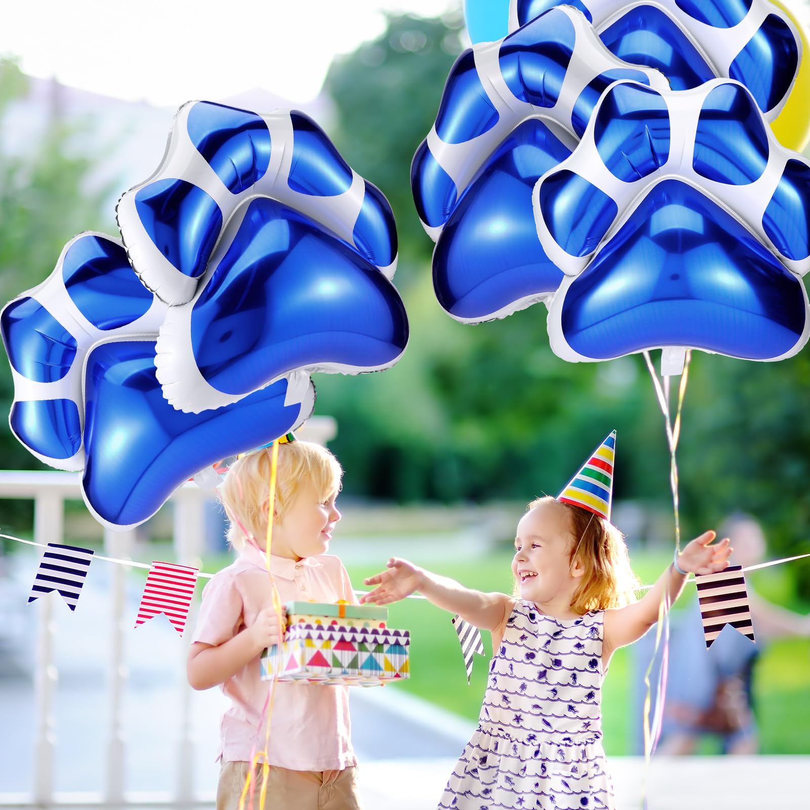 Hungdao 9 Pack Blue Dog Paw Print Foil Balloons – 28x26 Inch Jumbo Balloons for Dog-Themed Party Decorations