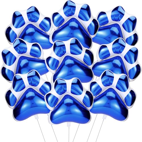 Hungdao 9 Pack Blue Dog Paw Print Foil Balloons – 28x26 Inch Jumbo Balloons for Dog-Themed Party Decorations
