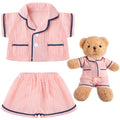 Hungdao Pink Bear Pajamas Set – Fits 14-Inch Stuffed Animals, Muslin Short-Sleeve Shirt & Shorts