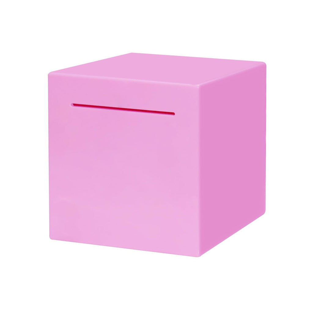 HUSAN Pink Break-to-Open Piggy Bank - 4.72-Inch Solid ABS Money Box with DIY Stickers for Kids and Adults