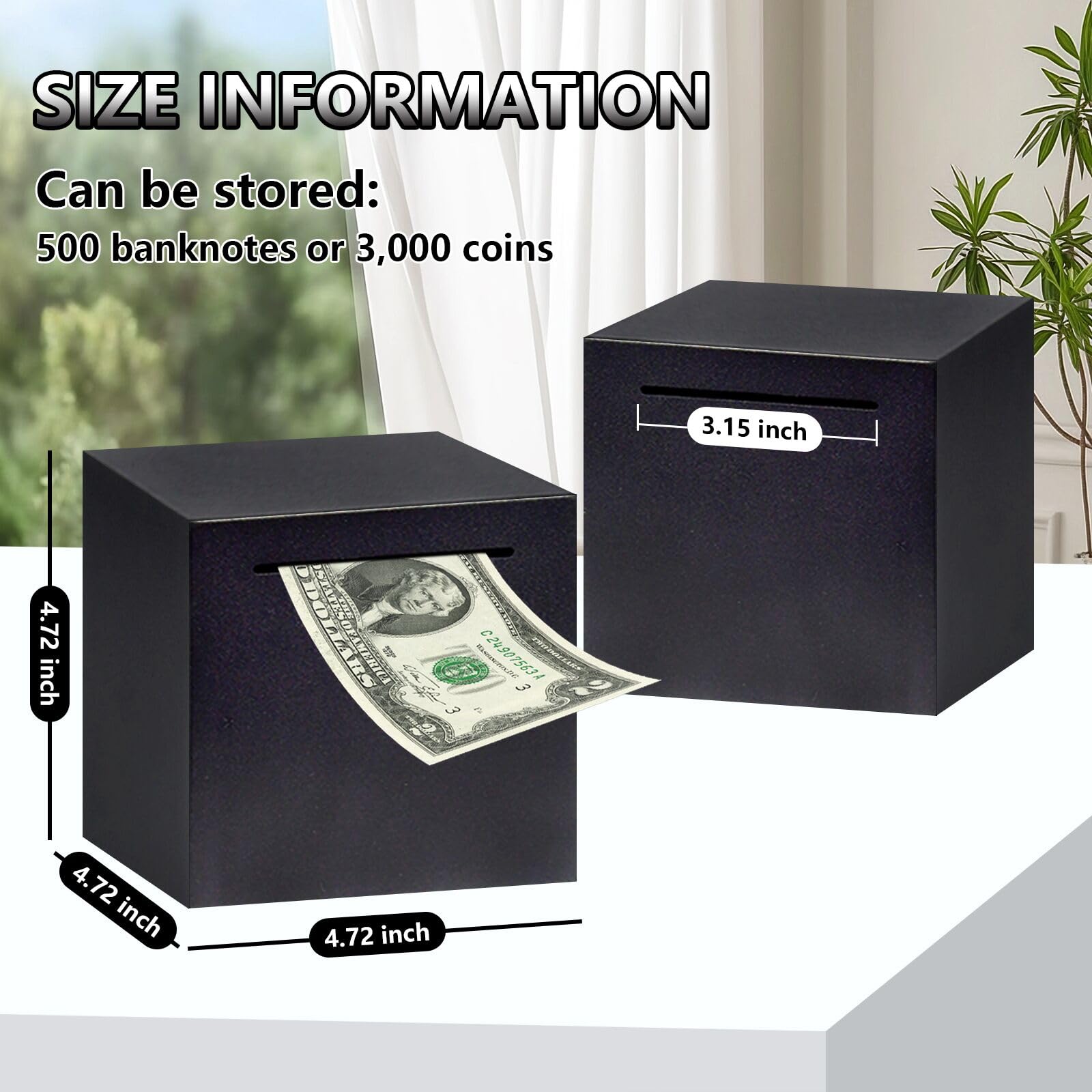 HUSAN Stainless Steel Hammer-Break Piggy Bank – 4.72 Inch (Black)