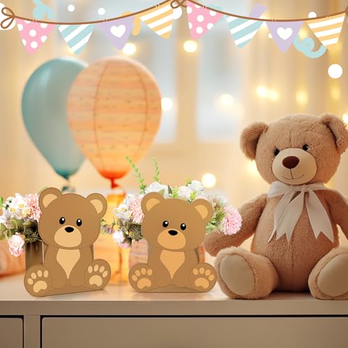 Hushee 12-Pack Baby Shower Centerpieces – 3D Jungle Animal Paper Decorations for Tables (Brown, 9x7 Inches)