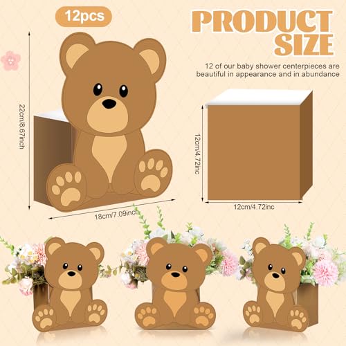Hushee 12-Pack Baby Shower Centerpieces – 3D Jungle Animal Paper Decorations for Tables (Brown, 9x7 Inches)