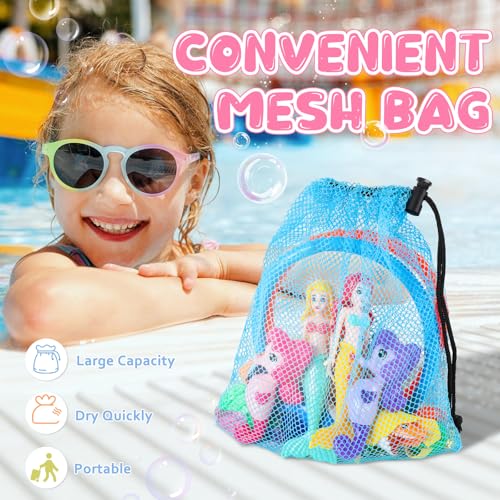 HUUIDY 19-Piece Pool Diving Toys Set – Mermaids, Sharks, Gems, Rings & Mesh Bag for Kids Ages 3-12