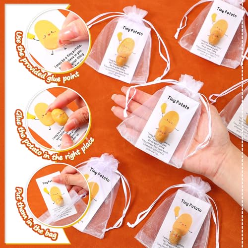 Huwena 30-Pack Mini Resin Potatoes with Funny Cards and Organza Bags – End of Year Gifts for Students, Teachers, Coworkers, and Nurses