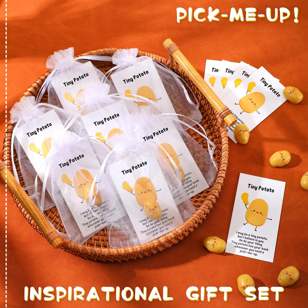 Huwena 30-Pack Mini Resin Potatoes with Funny Cards and Organza Bags – End of Year Gifts for Students, Teachers, Coworkers, and Nurses