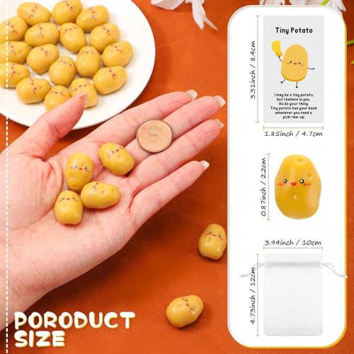 Huwena 30-Pack Mini Resin Potatoes with Funny Cards and Organza Bags – End of Year Gifts for Students, Teachers, Coworkers, and Nurses