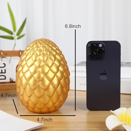 H&W Dragon Egg Piggy Bank – Unbreakable Shiny Gold Coin Bank for Kids, Large Capacity Money Box Gift