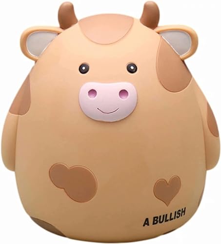 H&W Unbreakable Cow Piggy Bank for Kids – Cute Yellow Coin Savings Box with Easy-Access Stopper