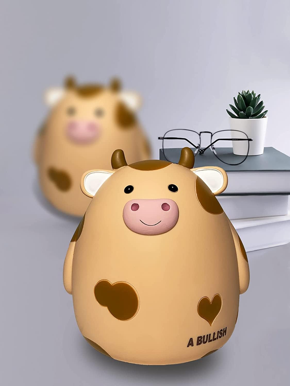 H&W Unbreakable Cow Piggy Bank for Kids – Cute Yellow Coin Savings Box with Easy-Access Stopper