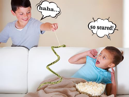 HWD 3.6-Foot Soft Snake Plush – Lifelike Stuffed Animal Toy for Pranks, Halloween Decor, and Gifts (Green)