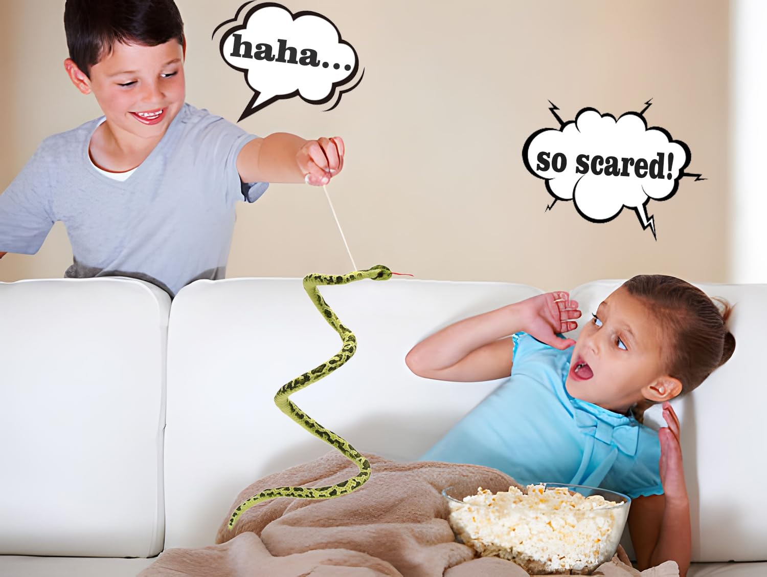HWD 3.6-Foot Soft Snake Plush – Lifelike Stuffed Animal Toy for Pranks, Halloween Decor, and Gifts (Green)