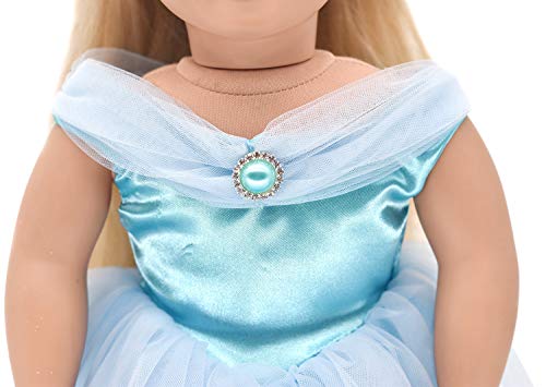 HWD Princess Doll Dress and Crown Set - Blue - Fits 18 Inch Dolls