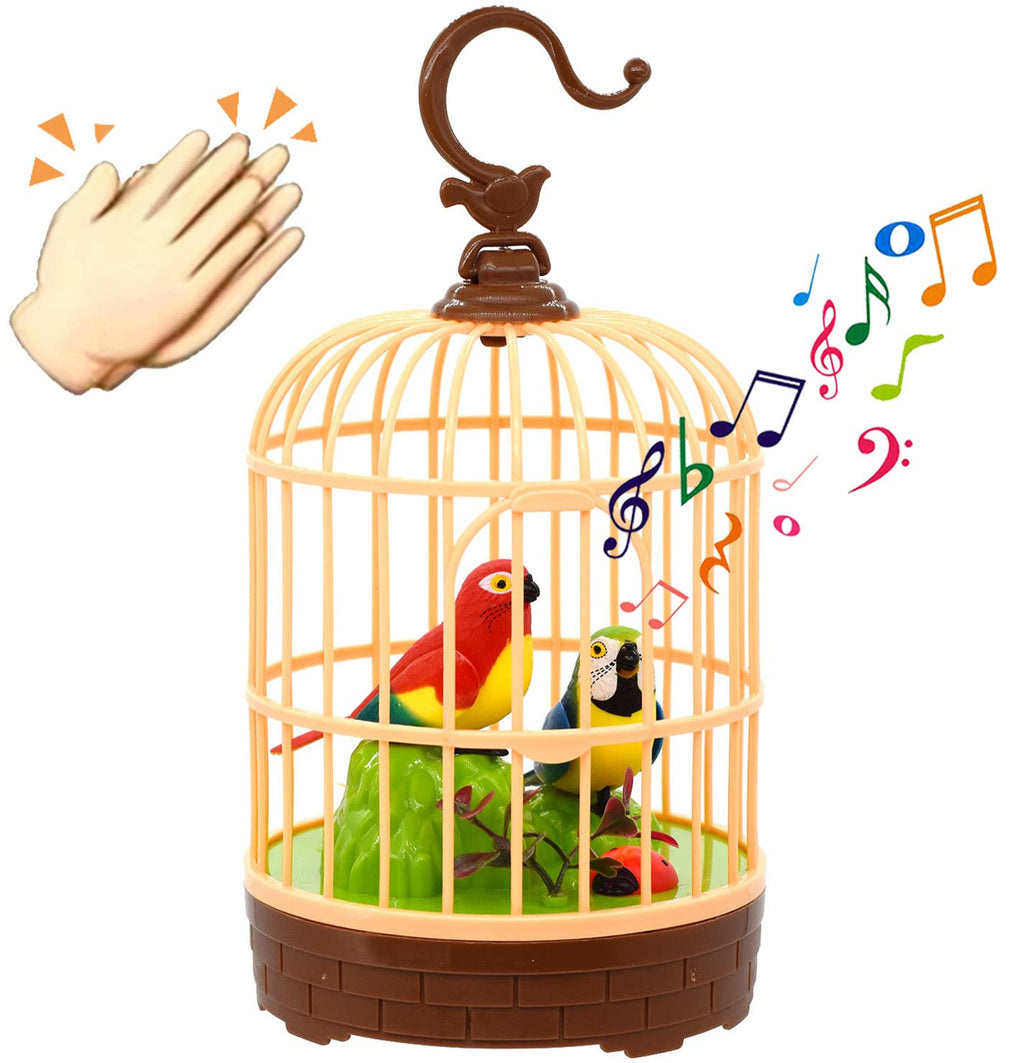 HWD Voice-Activated Parrot Birdcage Toy – Chirping, Fluttering & Moving Bird for Kids Ages 3+ (Model A)